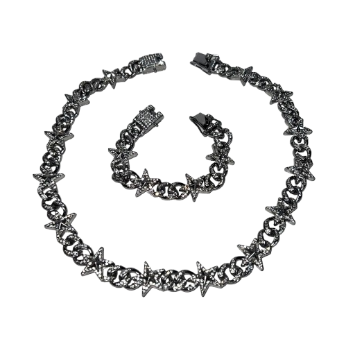 Ice Cuban Chain Necklace & Bracelet set